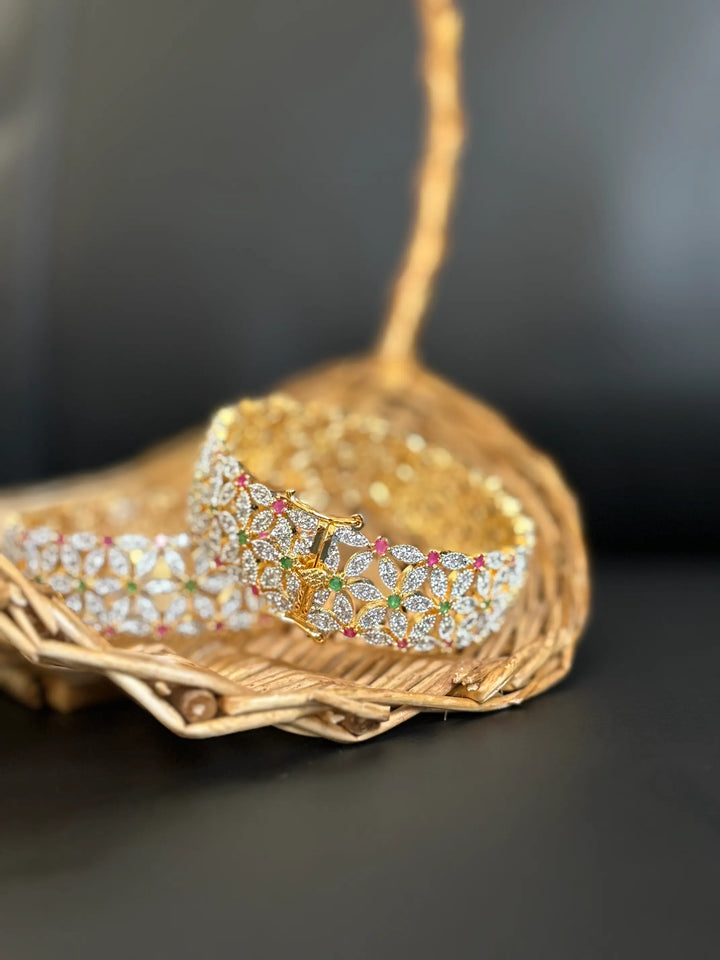 Elegant Multi-Color Floral Bangle - Hoor Jewels