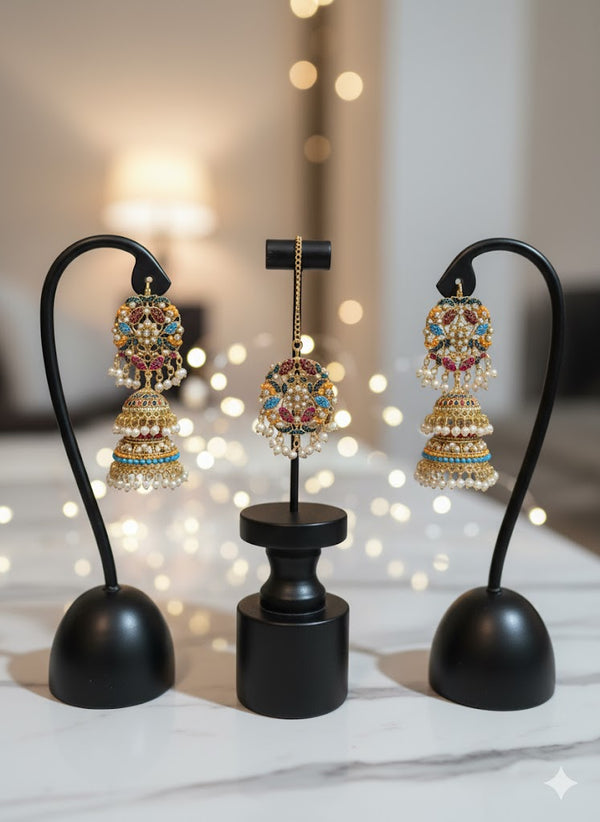 Navaratna Jhumka and teeka